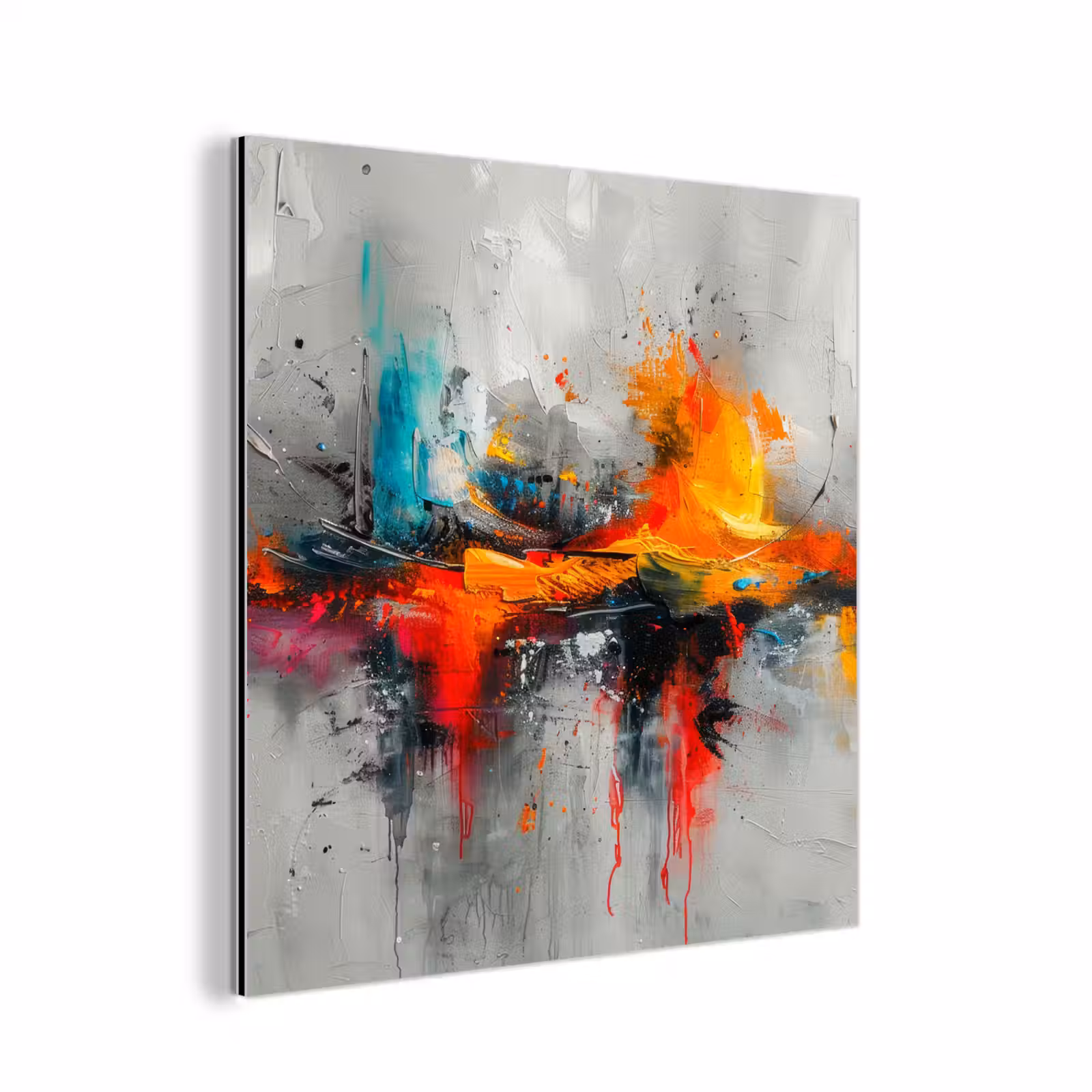 Aluminium schilderij - Moderne kunst - Oranje - Grijs - Abstract — 1