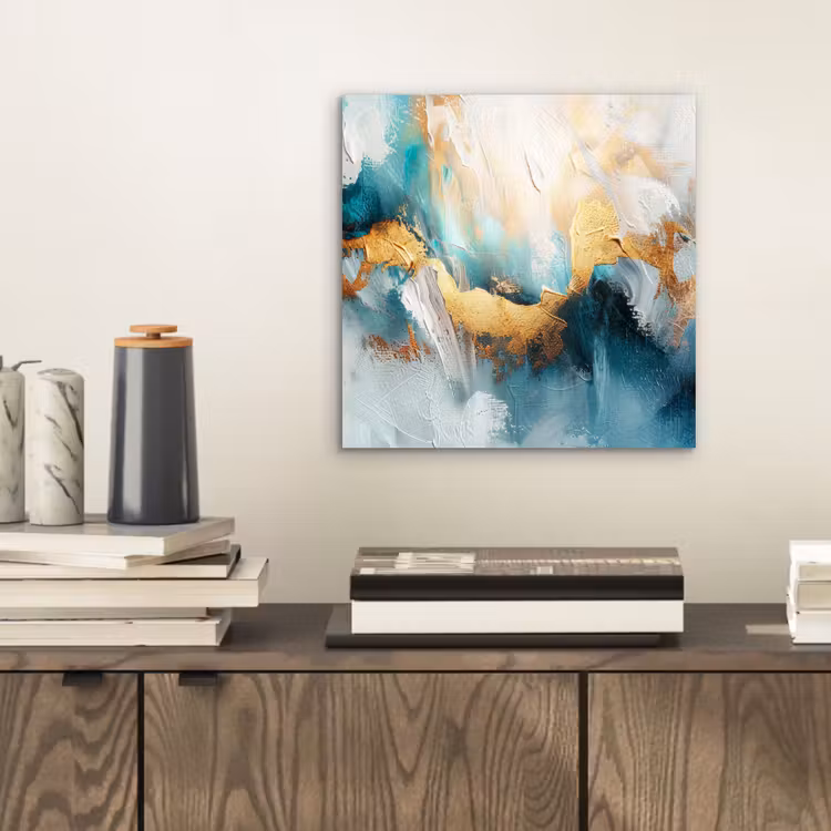 Aluminium schilderij - Abstract - Kunst - Gold - Blauw — 2