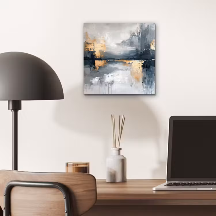 Aluminium schilderij - Kunst - Grijs - Goud - Abstract — 6