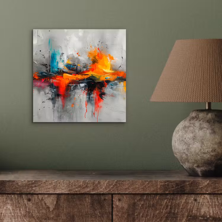 Aluminium schilderij - Moderne kunst - Oranje - Grijs - Abstract — 3