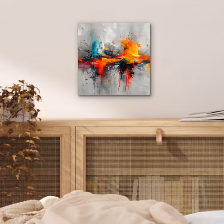 Aluminium schilderij - Moderne kunst - Oranje - Grijs - Abstract — 4