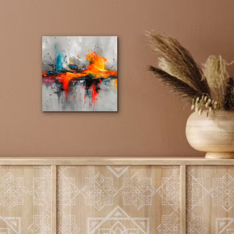 Aluminium schilderij - Moderne kunst - Oranje - Grijs - Abstract — 5