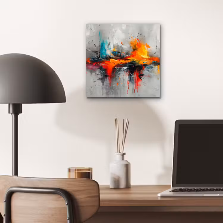 Aluminium schilderij - Moderne kunst - Oranje - Grijs - Abstract — 6