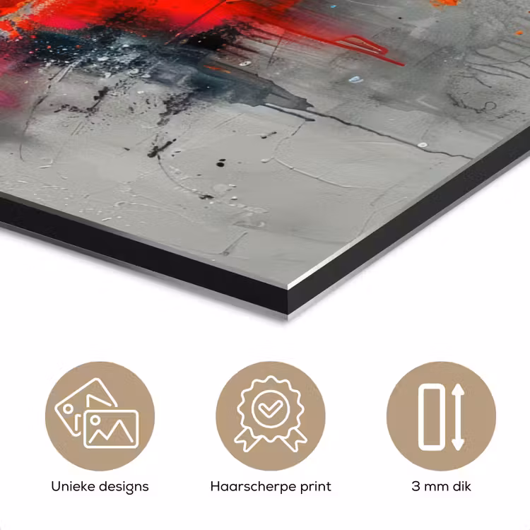Aluminium schilderij - Moderne kunst - Oranje - Grijs - Abstract — 7