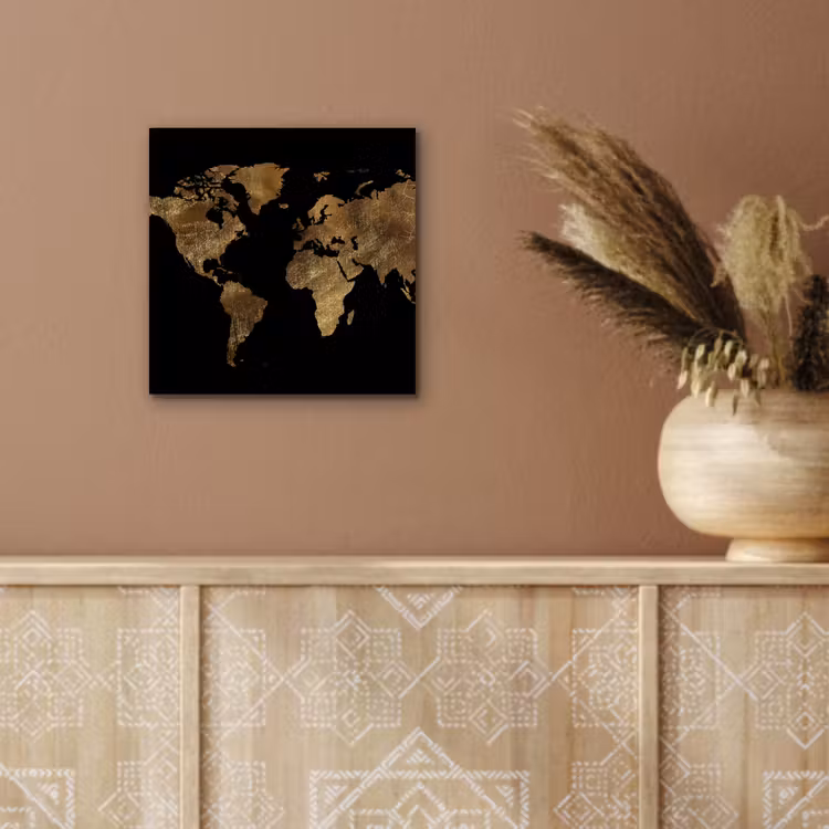 Aluminium schilderij - Wereldkaart - Goud - Luxe - Aarde - Zwart — 5