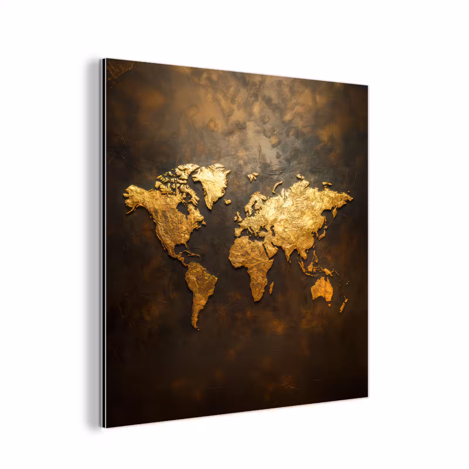 Aluminium schilderij - Wereldkaart - Goud - Roest — 1