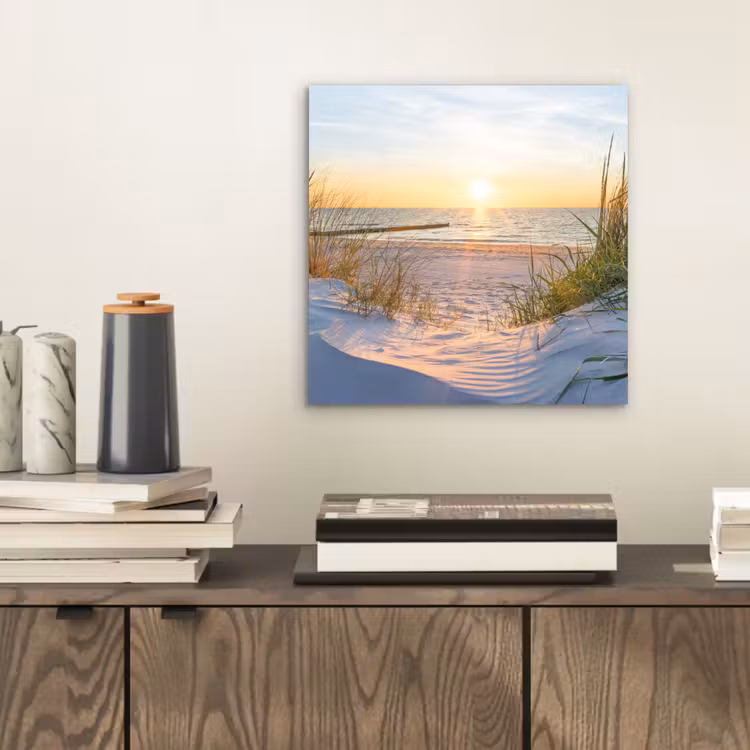 Aluminium schilderij - Strand - Zon - Duin - Gras - Zand - Horizon — 2