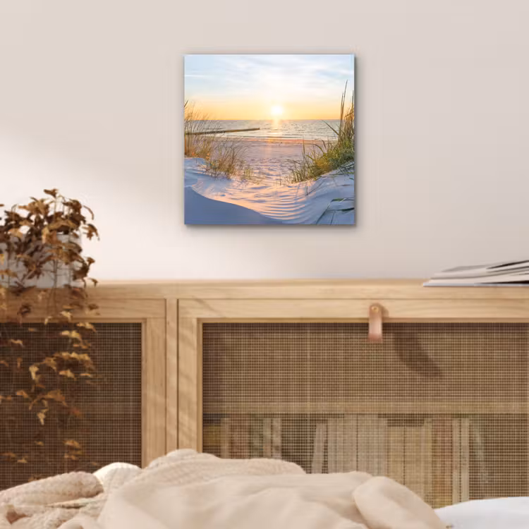 Aluminium schilderij - Strand - Zon - Duin - Gras - Zand - Horizon — 4
