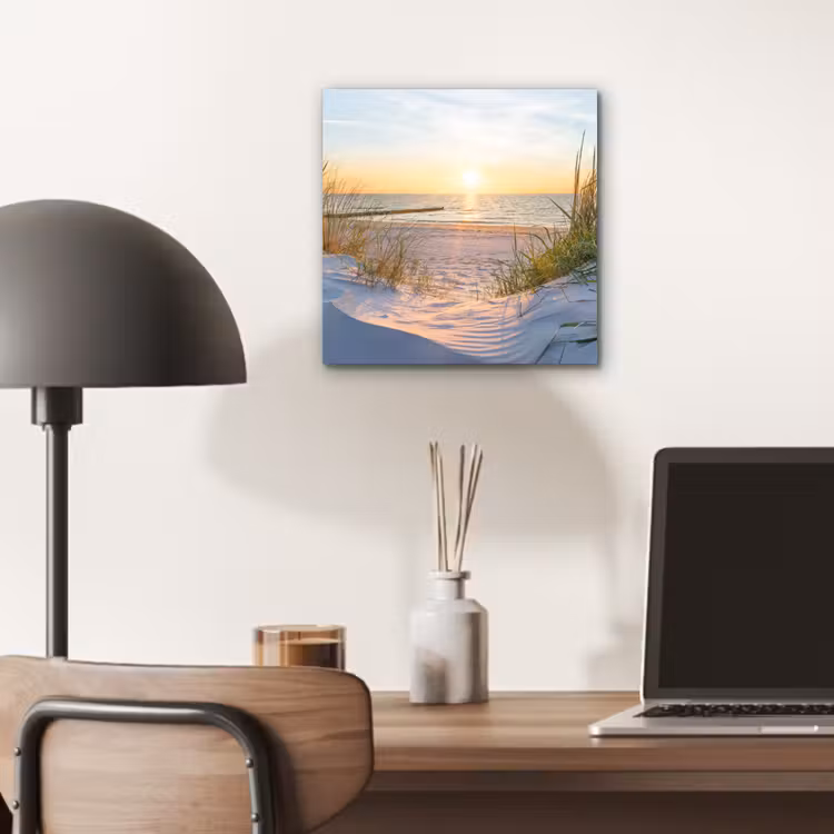 Aluminium schilderij - Strand - Zon - Duin - Gras - Zand - Horizon — 6