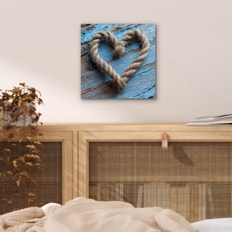 Aluminium schilderij - Hart - Touw - Hout - Rustiek — 4
