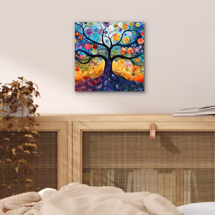 Aluminium schilderij - Kunst - Levensboom - Bloemen - Hippie — 4