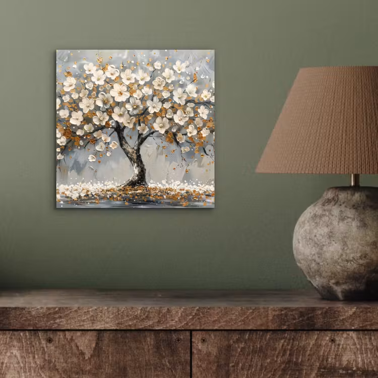 Aluminium schilderij - Boom - Bloemen - Wit - Natuur - Kunst — 3