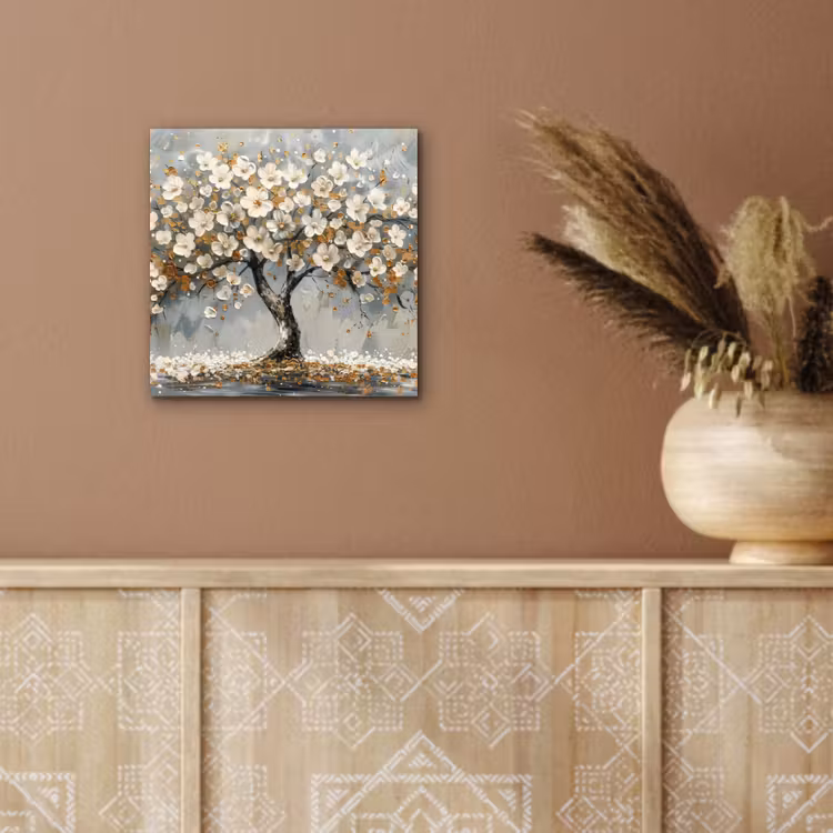 Aluminium schilderij - Boom - Bloemen - Wit - Natuur - Kunst — 5