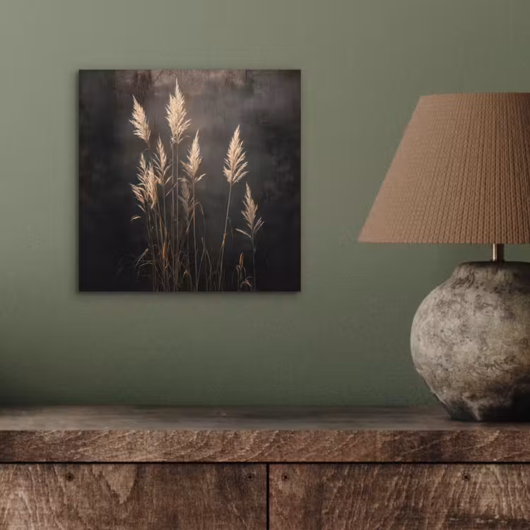 Aluminium schilderij - Siergras - Pluimen - Verlichting - Zwart — 3