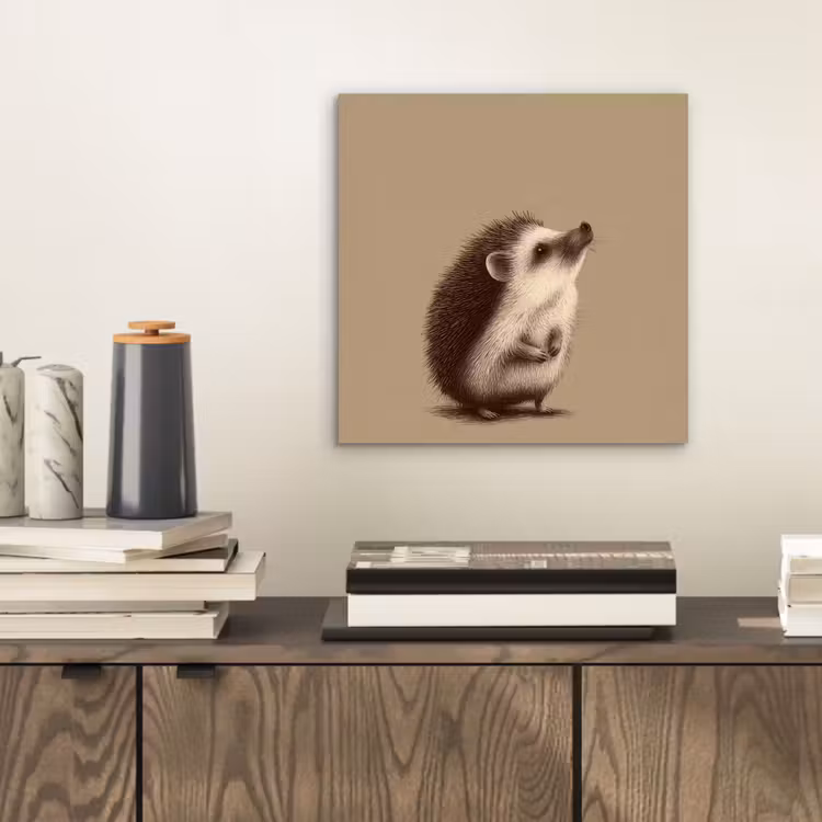 Aluminium schilderij - Egel - Snuitje - Bruin - Stekels — 2