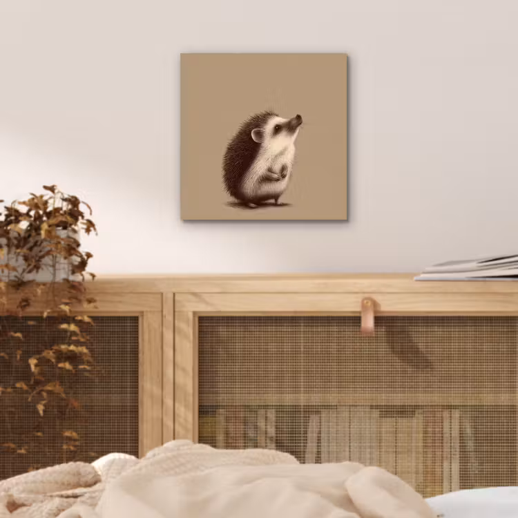 Aluminium schilderij - Egel - Snuitje - Bruin - Stekels — 4