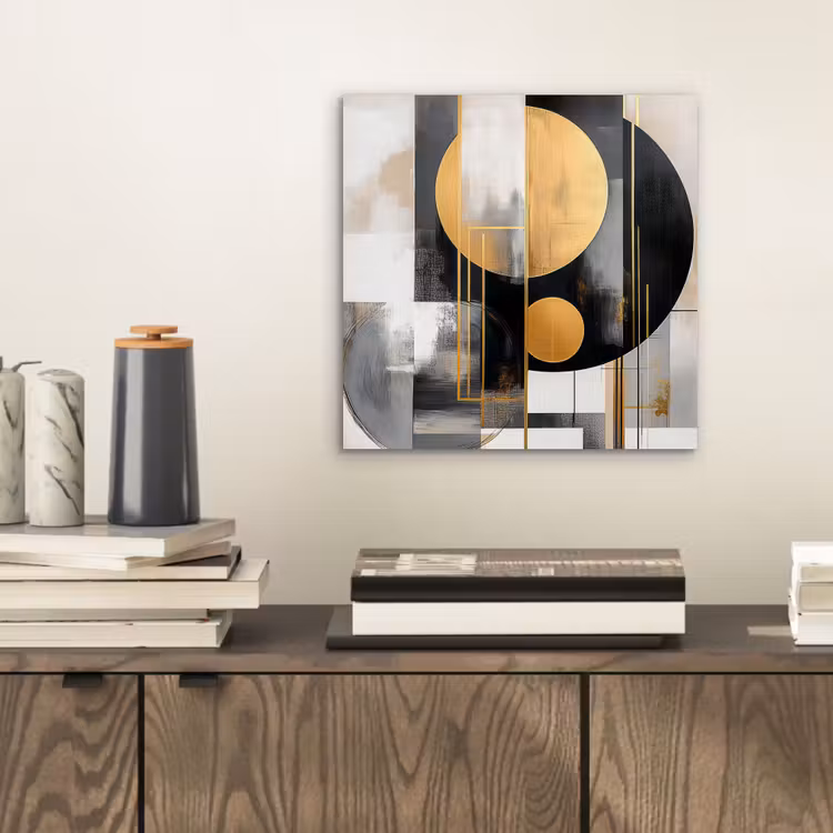 Aluminium schilderij - Abstract - Goud - Zilver - Vormen - Aesthetic - Modern — 2