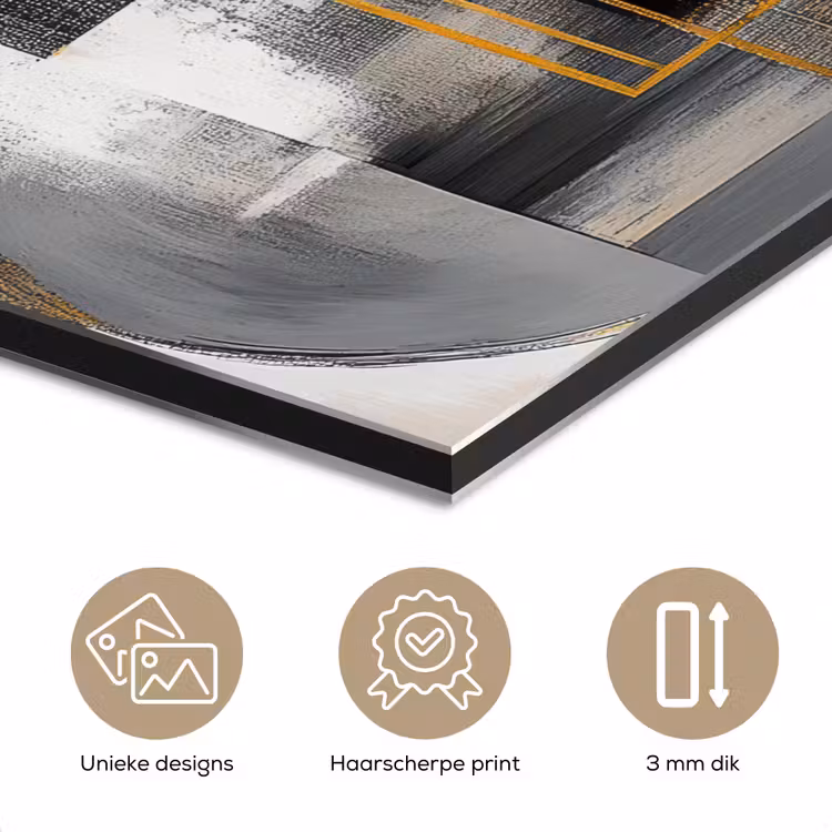 Aluminium schilderij - Abstract - Goud - Zilver - Vormen - Aesthetic - Modern — 7