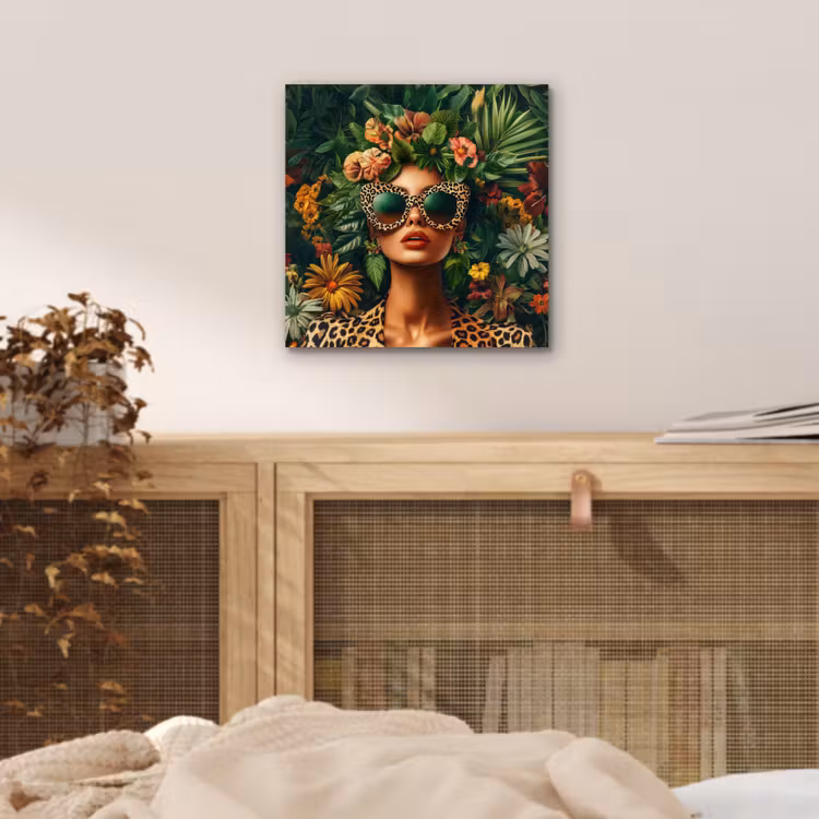 Aluminium schilderij - Vrouw - Panterprint - Jungle - Natuur - Luxe — 4