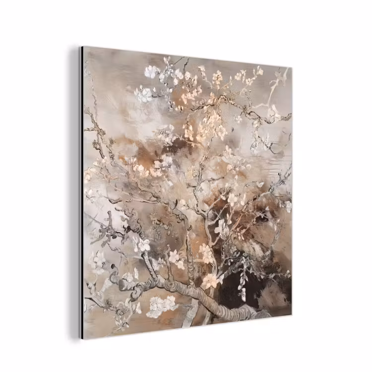 Aluminium schilderij - Amandelbloesem - Kunst - Van Gogh - Beige - Abstract — 1
