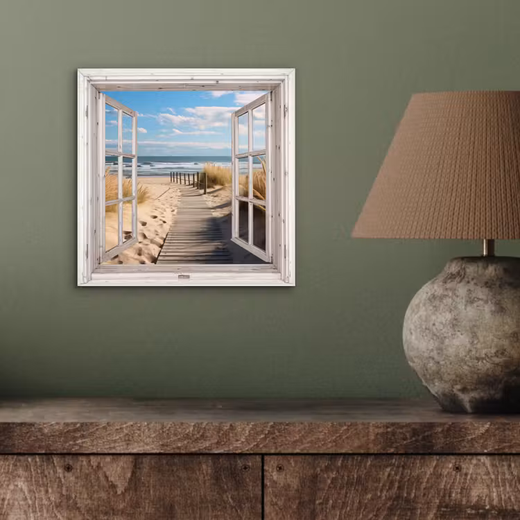 Aluminium schilderij - Raam - Zee - Kust - Natuur - Doorkijk - Strand - Waddenzee — 3
