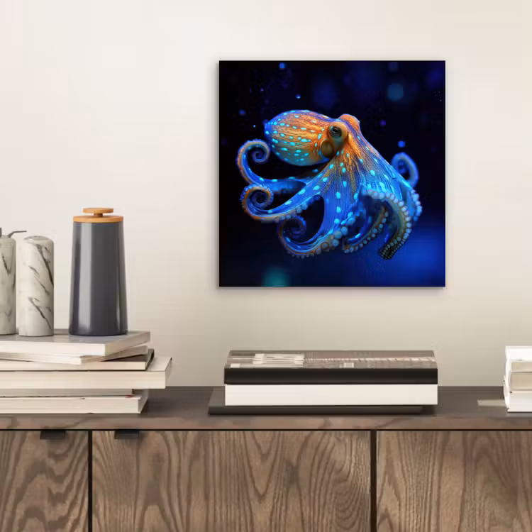 Aluminium schilderij - Octopus - Stippen - Blauw - Zee — 2