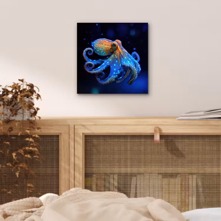 Aluminium schilderij - Octopus - Stippen - Blauw - Zee — 4