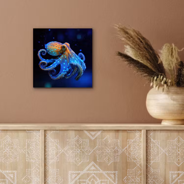 Aluminium schilderij - Octopus - Stippen - Blauw - Zee — 5