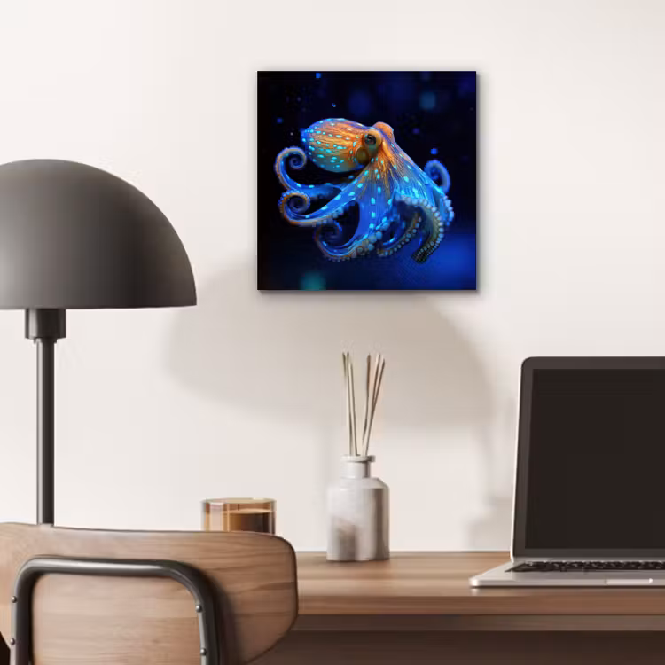 Aluminium schilderij - Octopus - Stippen - Blauw - Zee — 6