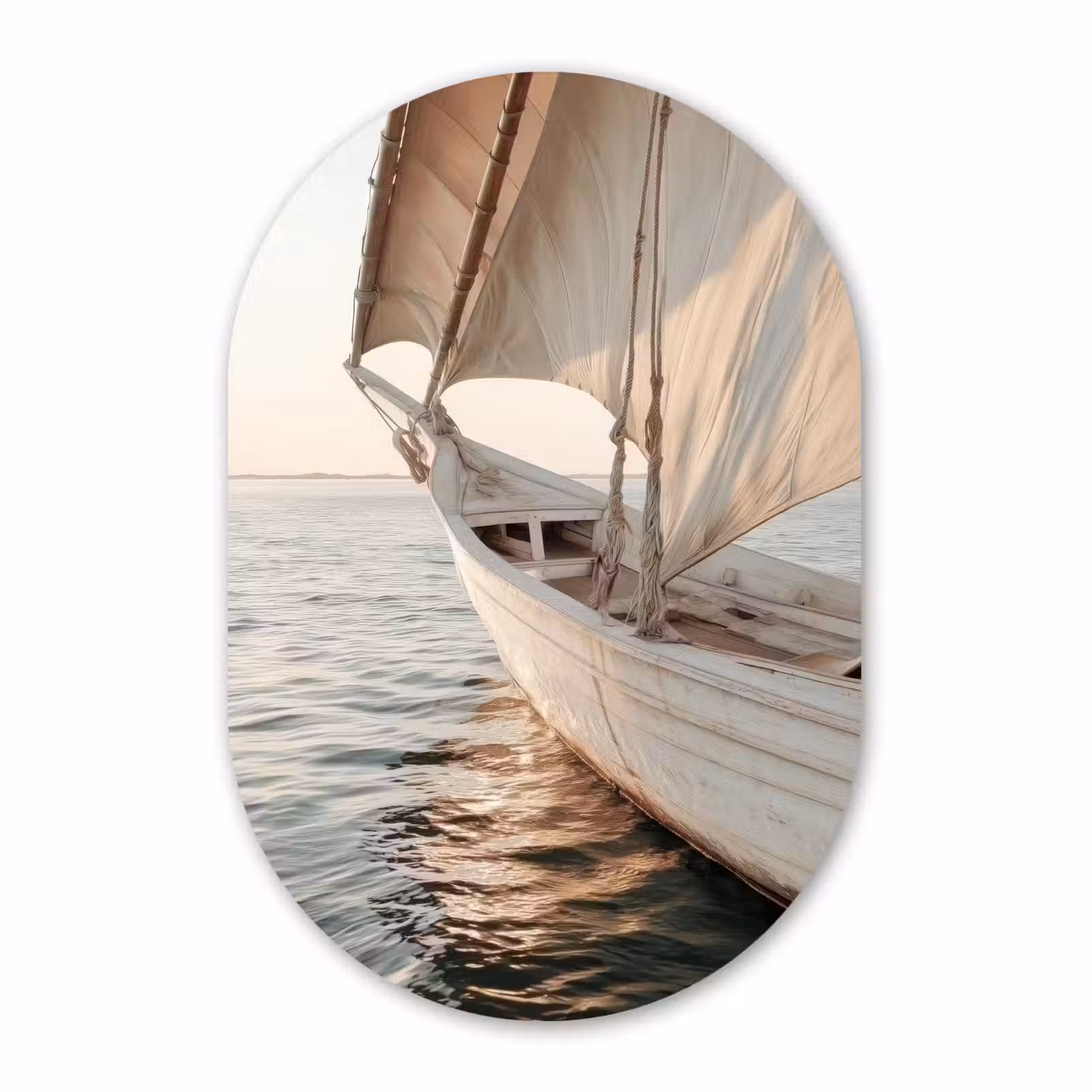 Muurovaal aluminium - Zeilboot - Zee - Beige - Zon — 1