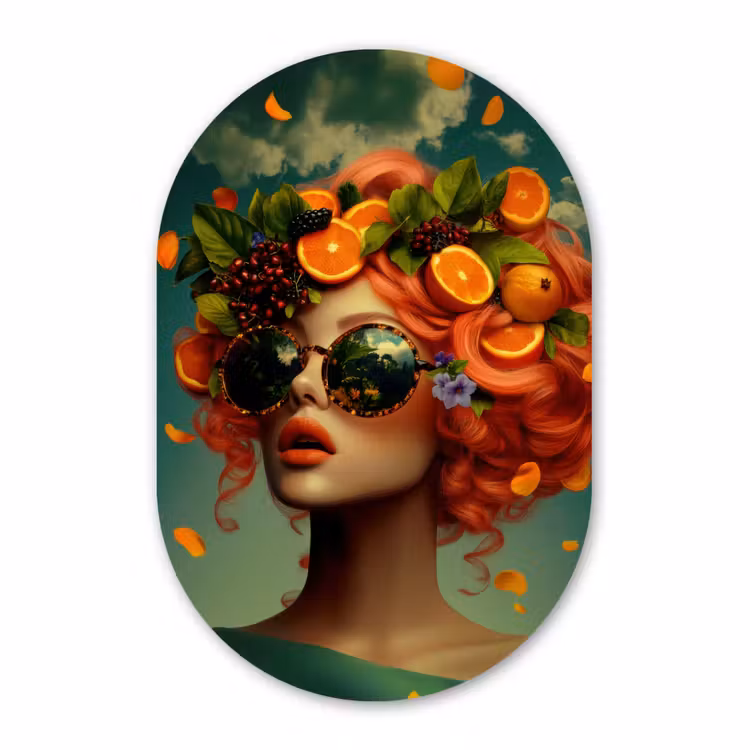 Muurovaal aluminium - Vrouw - Sinaasappel - Bessen - Oranje — 1