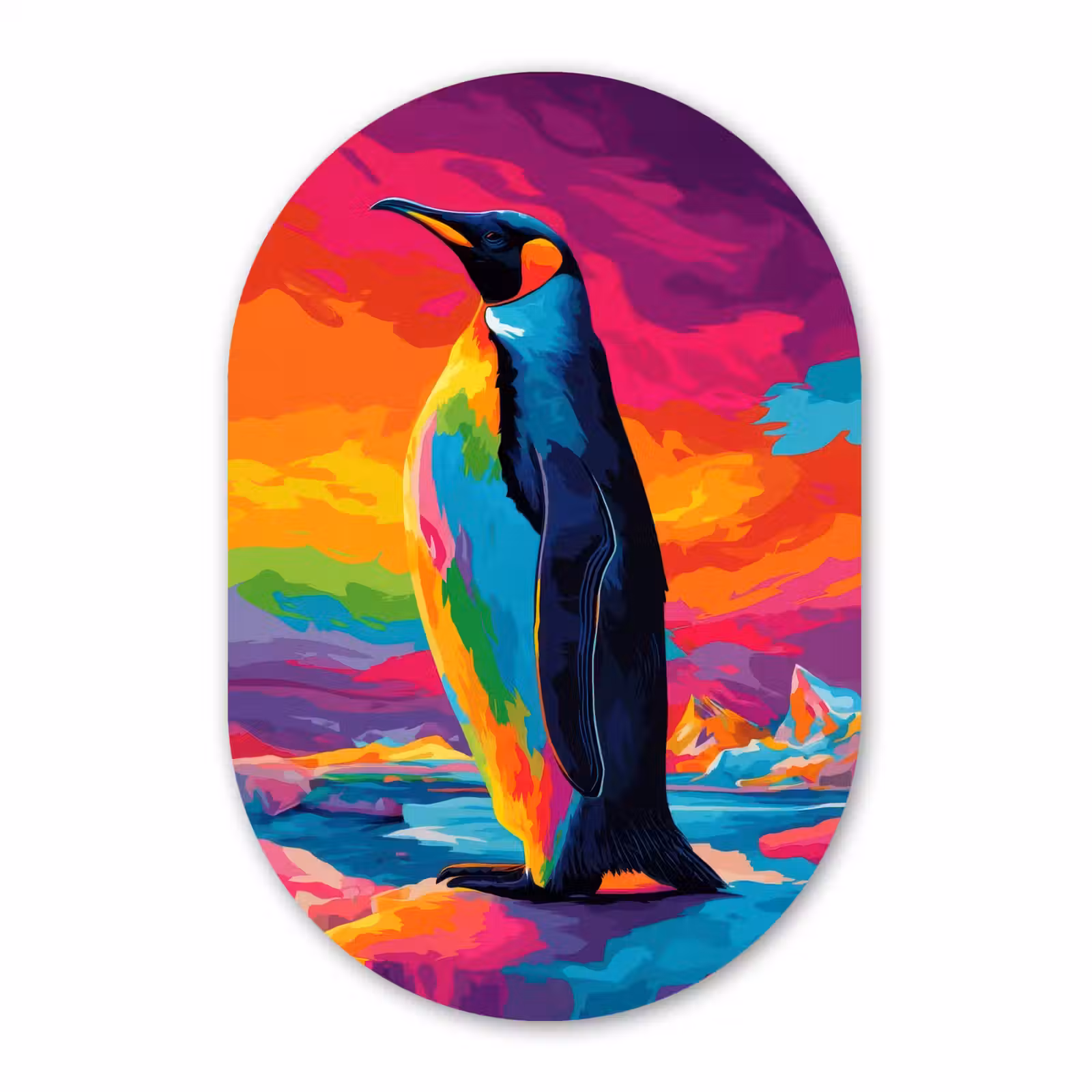 Muurovaal aluminium - Ijsschots - Pinguïn - Abstract - Lucht — 1