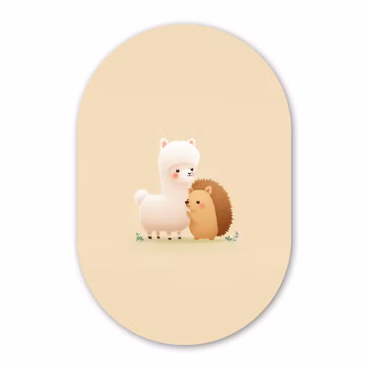Muurovaal aluminium - Alpaca - Egel - Bruin - Knuffelen — 1