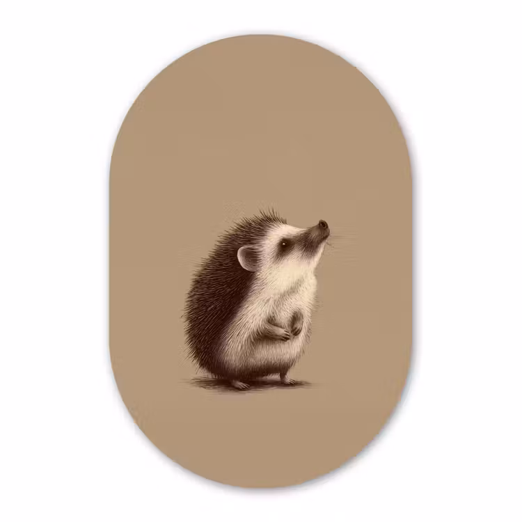 Muurovaal aluminium - Egel - Snuitje - Bruin - Stekels — 1