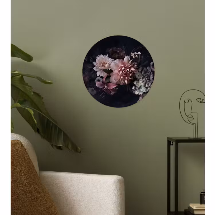 Behangcirkel - Bloemen - Vintage - Pastel - Zwart - Boeket — 3