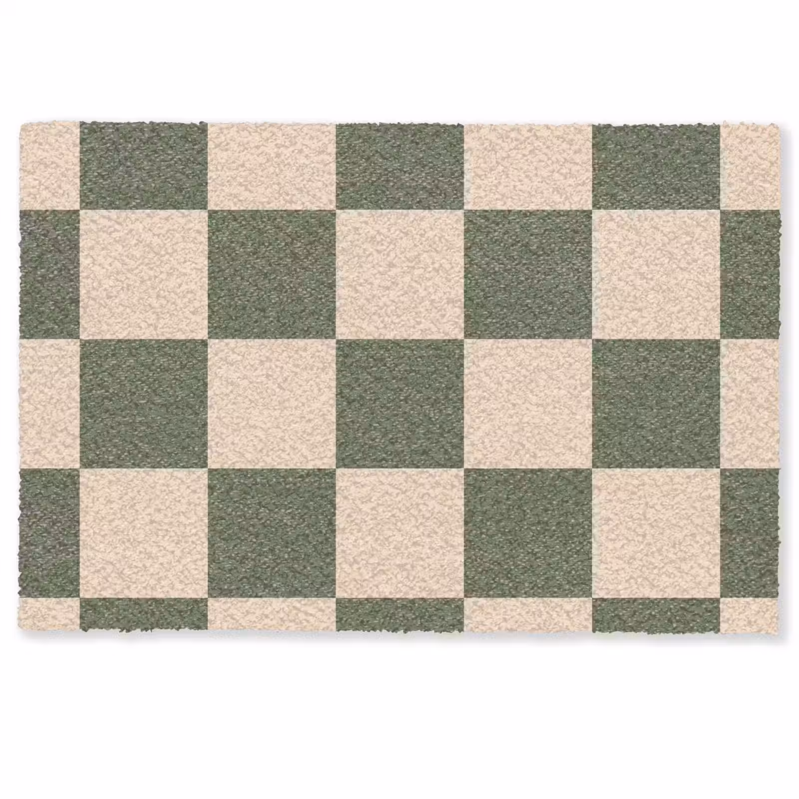 Deurmat - Schaakbord print - Groen - Beige - Blokjes — 1