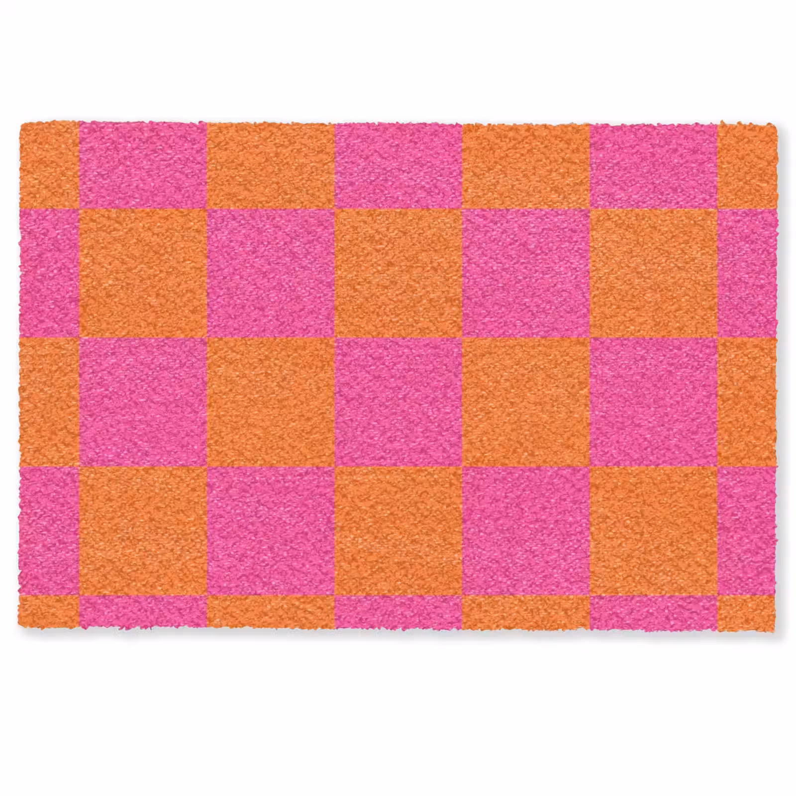 Deurmat - Schaakbord print - Oranje - Roze - Blokjes — 1