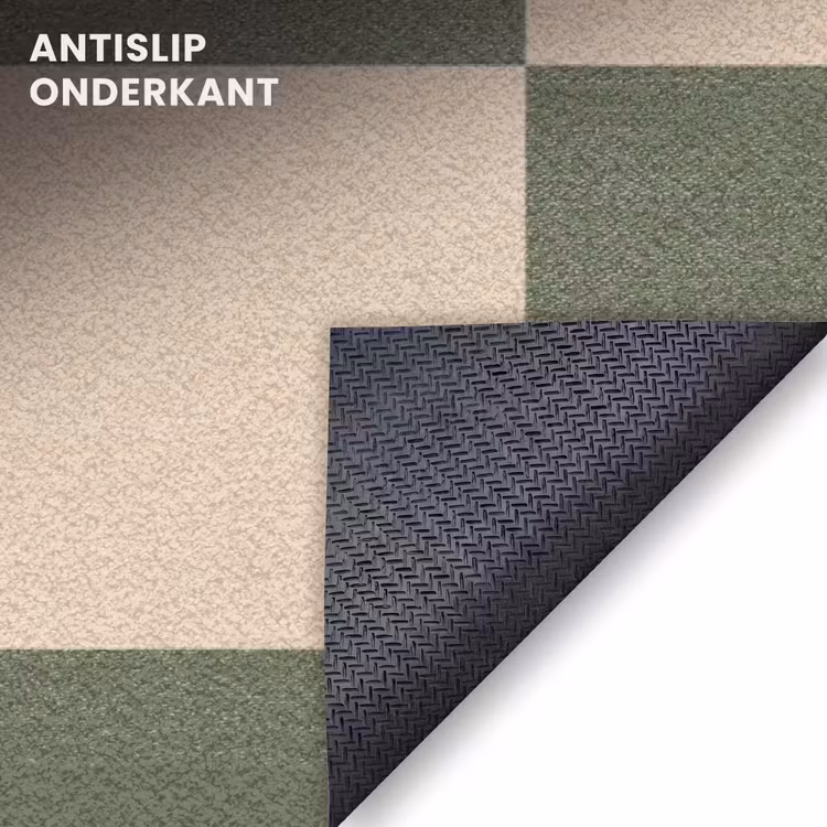 Deurmat - Schaakbord print - Groen - Beige - Blokjes — 6