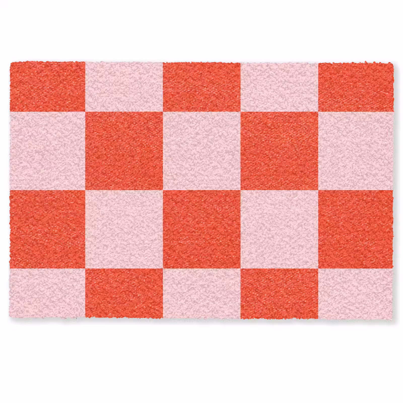 Deurmat - Schaakbord patroon - Rood - Roze - Blokjes — 1