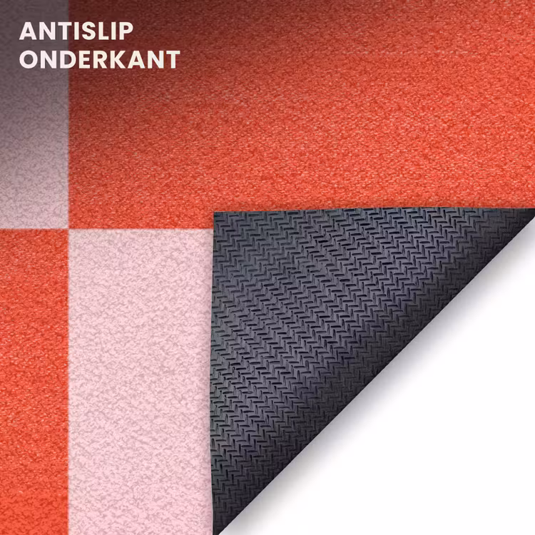 Deurmat - Schaakbord patroon - Rood - Roze - Blokjes — 6