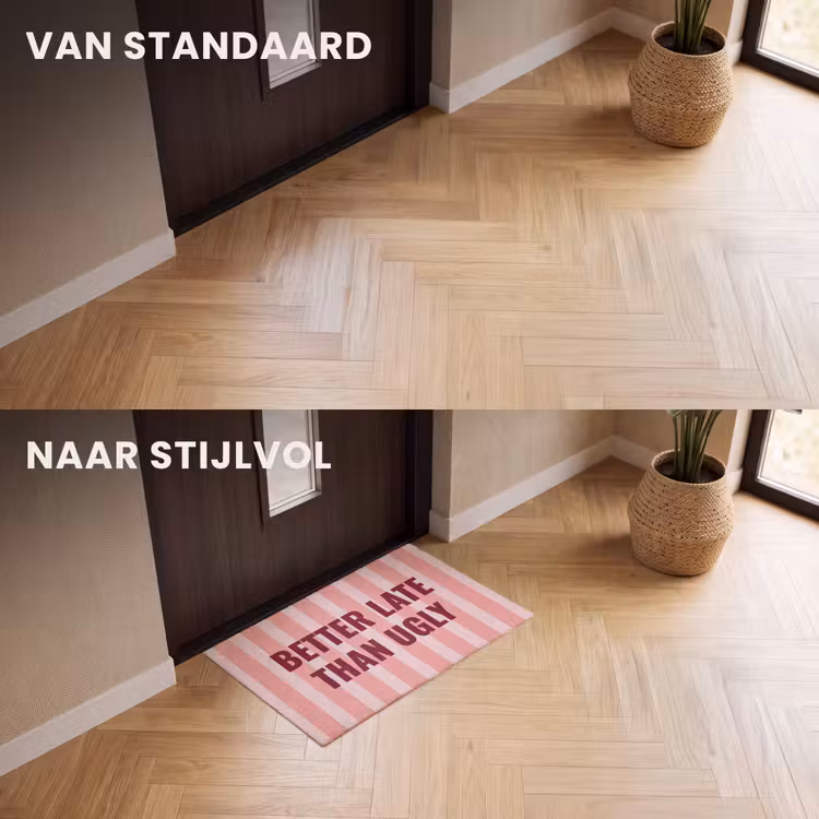 Deurmat - Roze - Quote - Strepen — 3