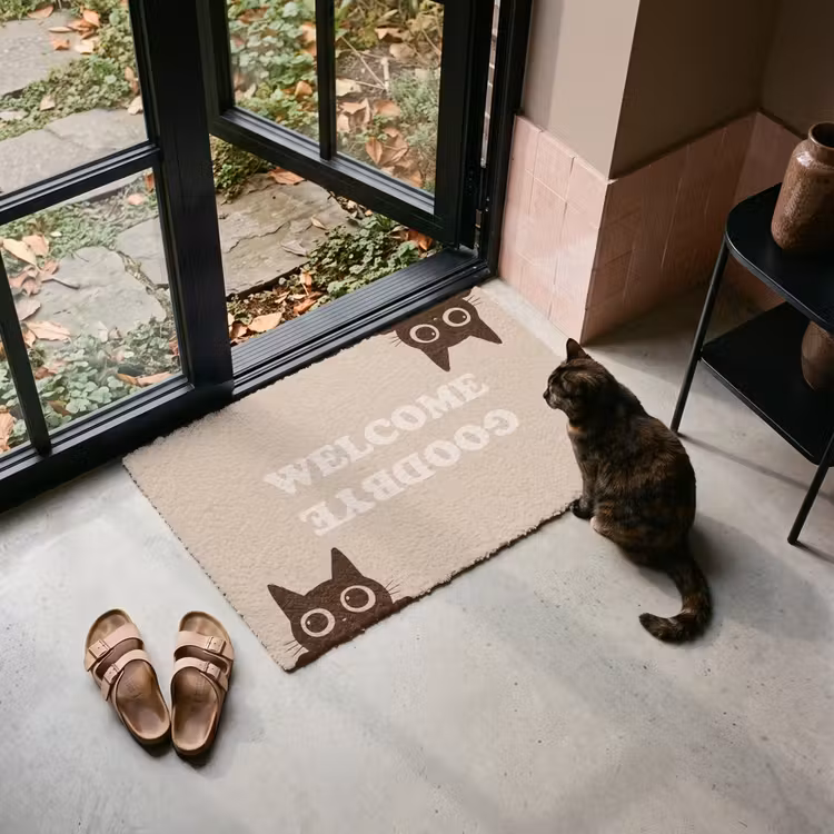 Deurmat - Cat - Beige - Welcome - Goodbye — 2