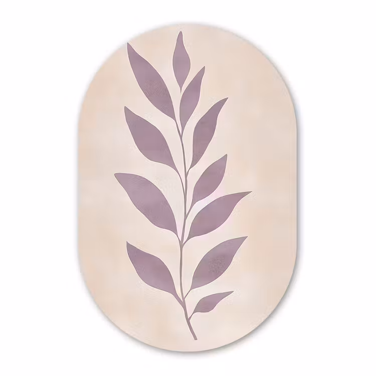Muurovaal - Kunststof - Tak - Bladeren - Minimalistisch - Beige — 3