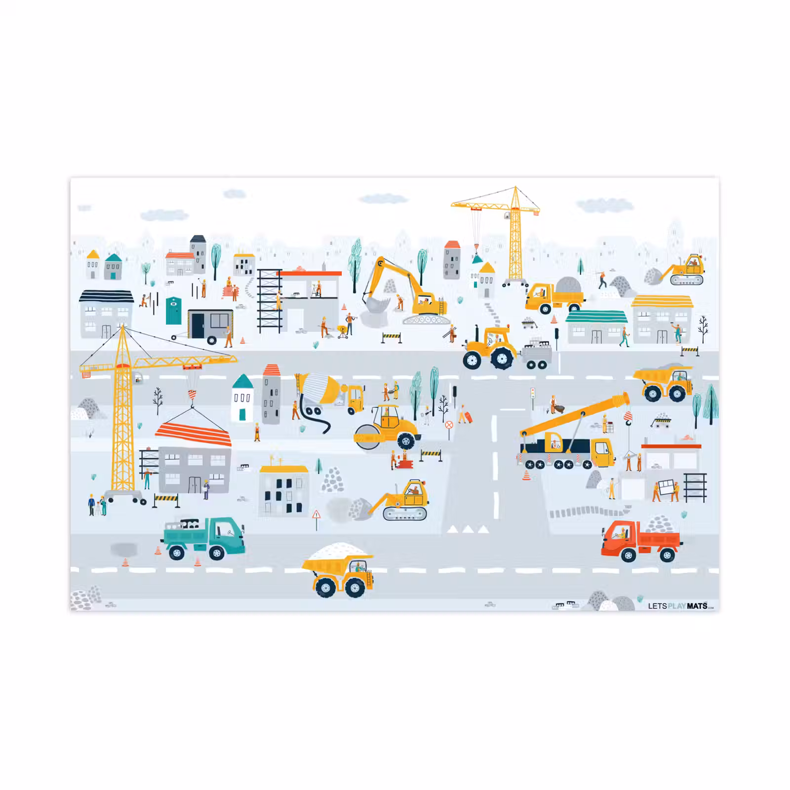 Speelkleed - Bouwplaats - Tractor - Graafmachine - Auto - Design — 1