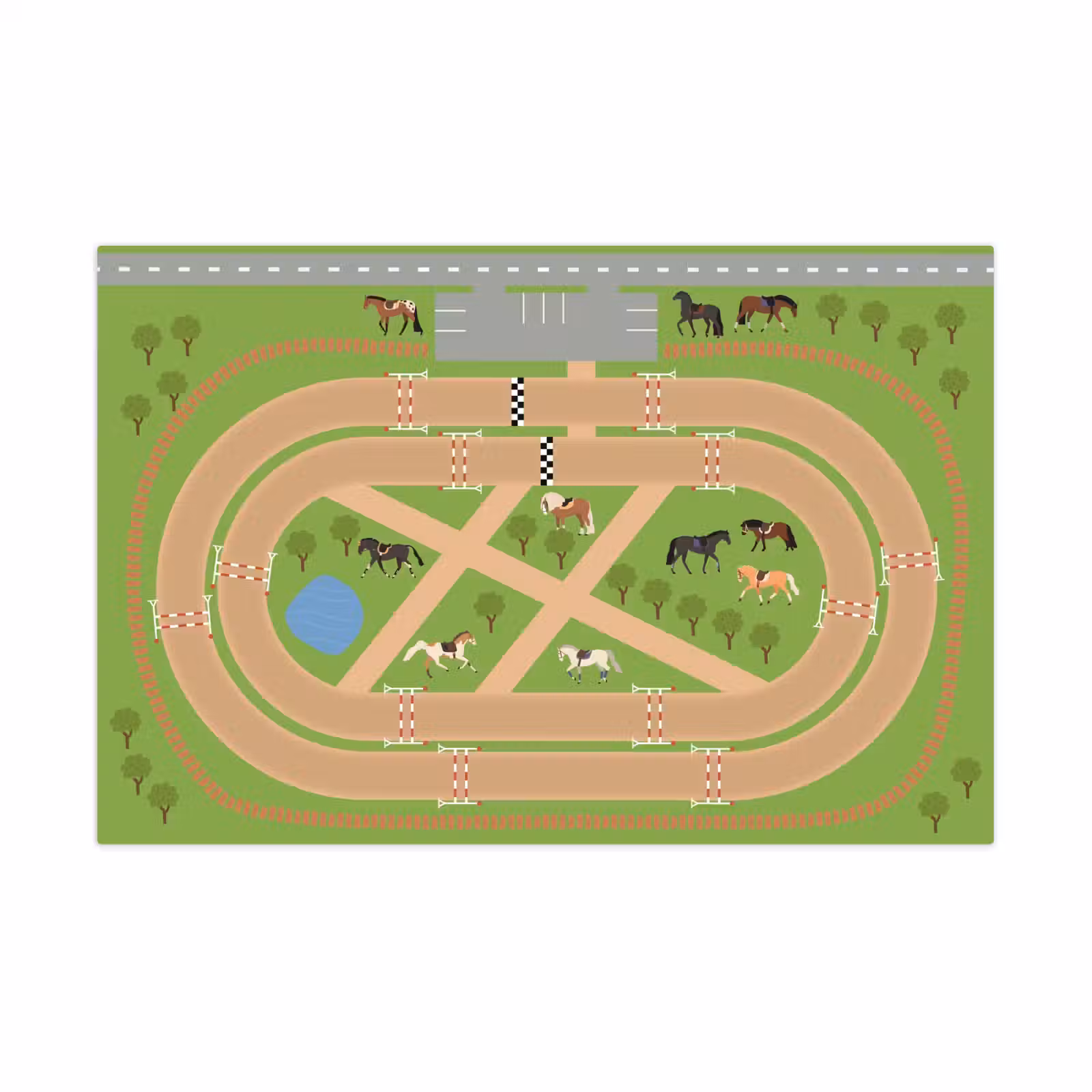 Speelkleed - Speelmat - Paarden - Racebaan — 1