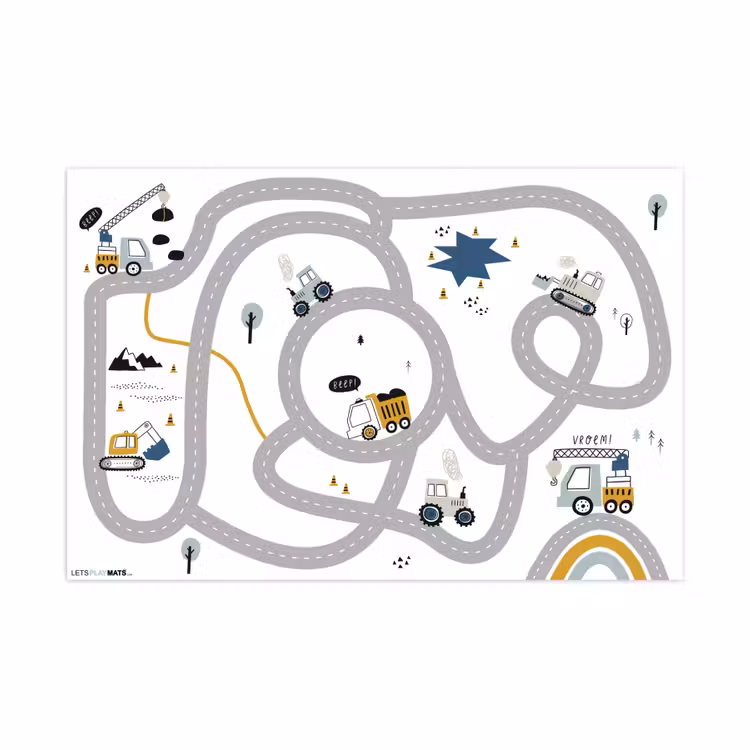Speelkleed - Bouwplaats - Graafmachine - Auto - Regenboog - Design — 1