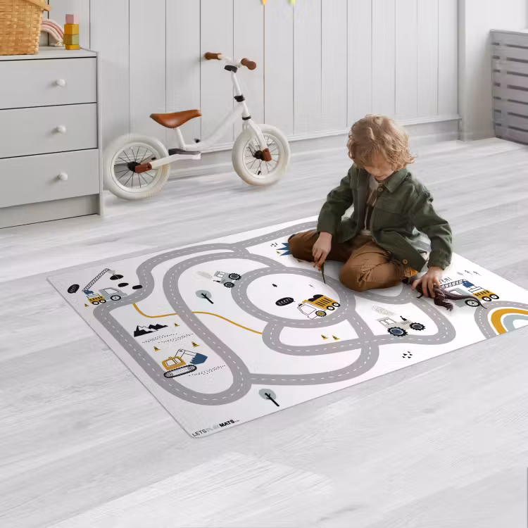 Speelkleed - Bouwplaats - Graafmachine - Auto - Regenboog - Design — 2