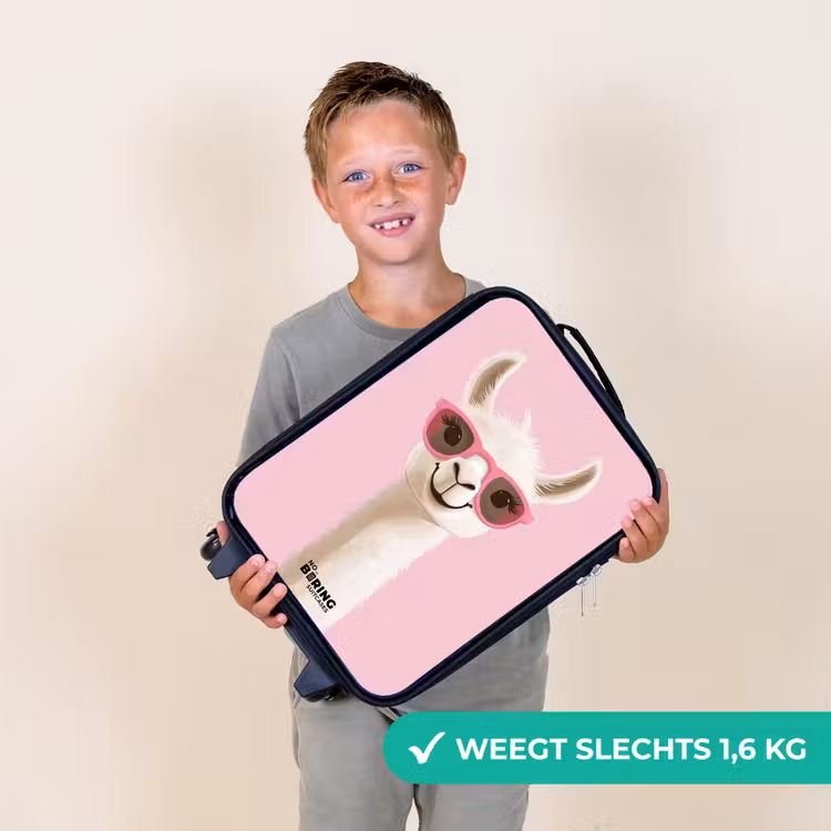 Kinderkoffers met naam - Lama - Wit - Zonnebril - Wimpers — 3