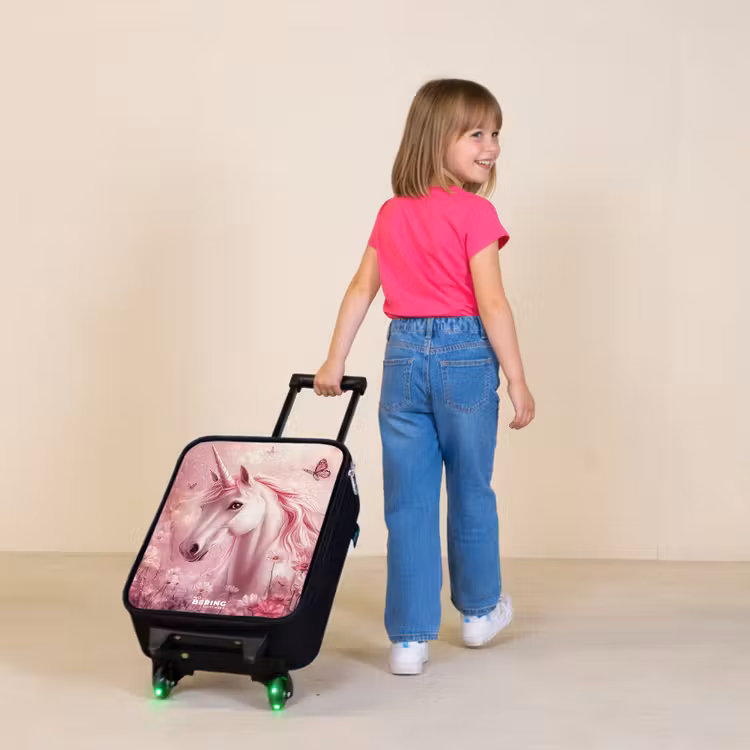 Kinderkoffers met naam - Eenhoorn - Roze - Vlinders - Bloemen — 2