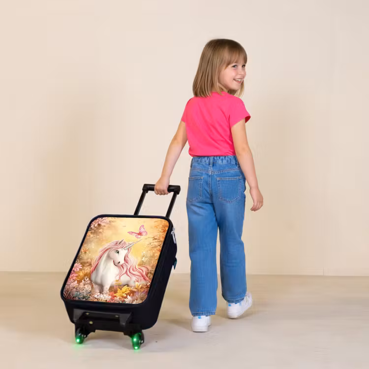 Kinderkoffers met naam - Eenhoorn - Vlinder - Roze - Manen — 2